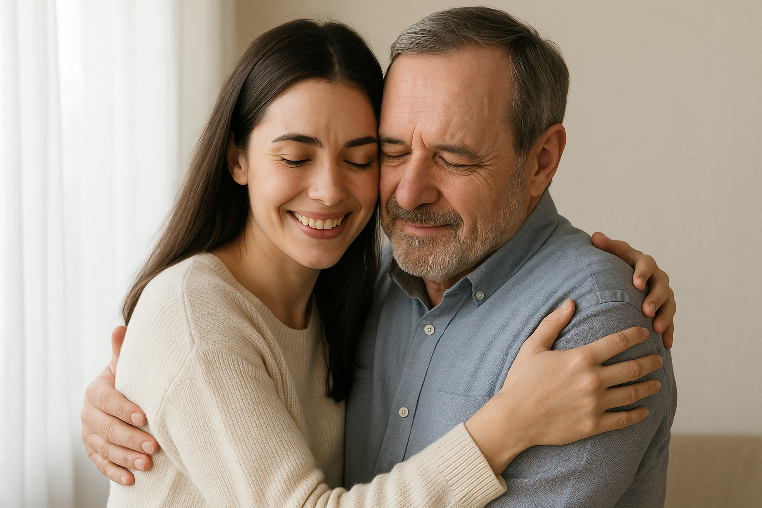 father and daughter reunite after alienation